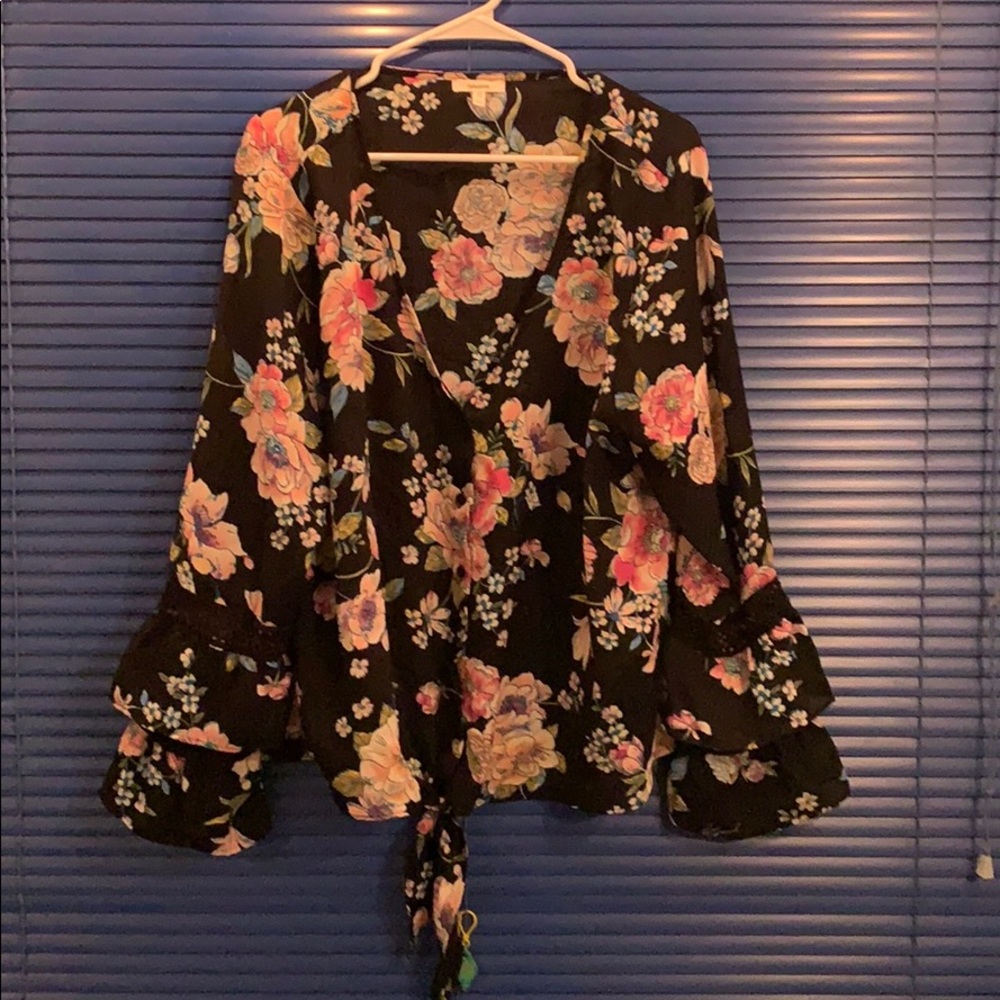 Black colorful floral top